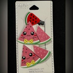 Girls Set of 3 Hair Clips Watermelon